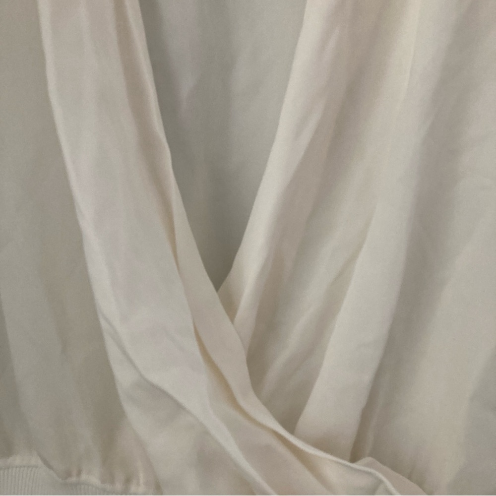 Theory brand silk deep v crossover blouse top pullover ivory L - Picture 6 of 12